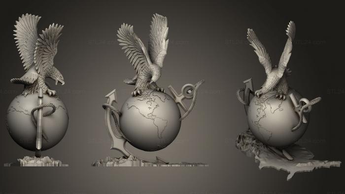 Bird figurines (Eagle Globe Anchor, STKB_0166) 3D models for cnc